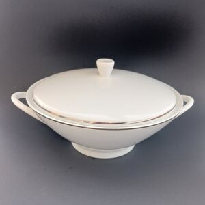 Rosenthal 1950s Covered Serving Dish White Platinum Band